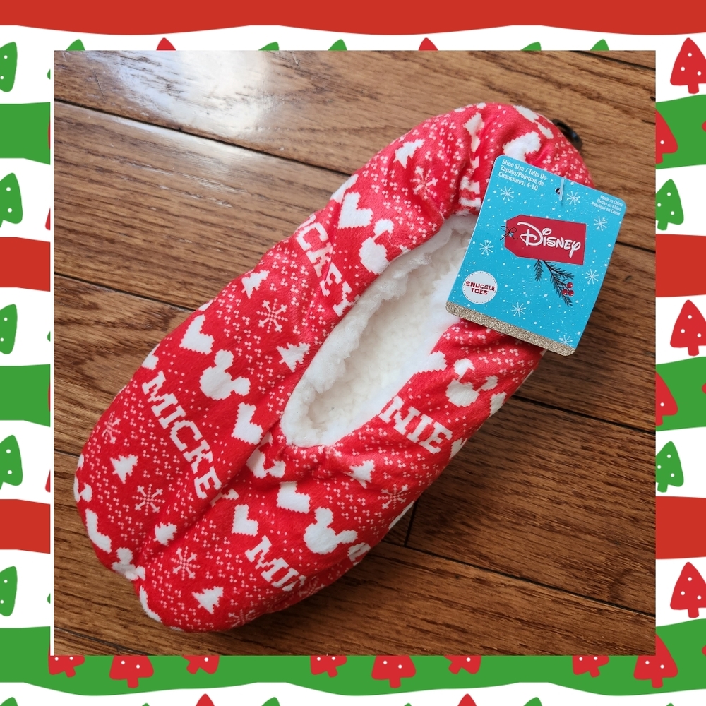 NEW Disney Minnie and Mickey Snuggle Toes Slippers, size 4 -10 One Size